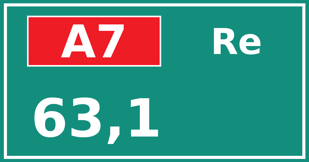 Hectometerbord A7 63,1 zijde Re