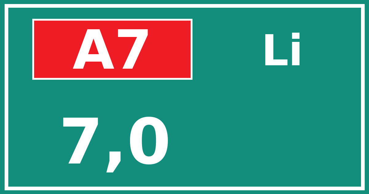Hectometerbord A7 7,0 zijde Li
