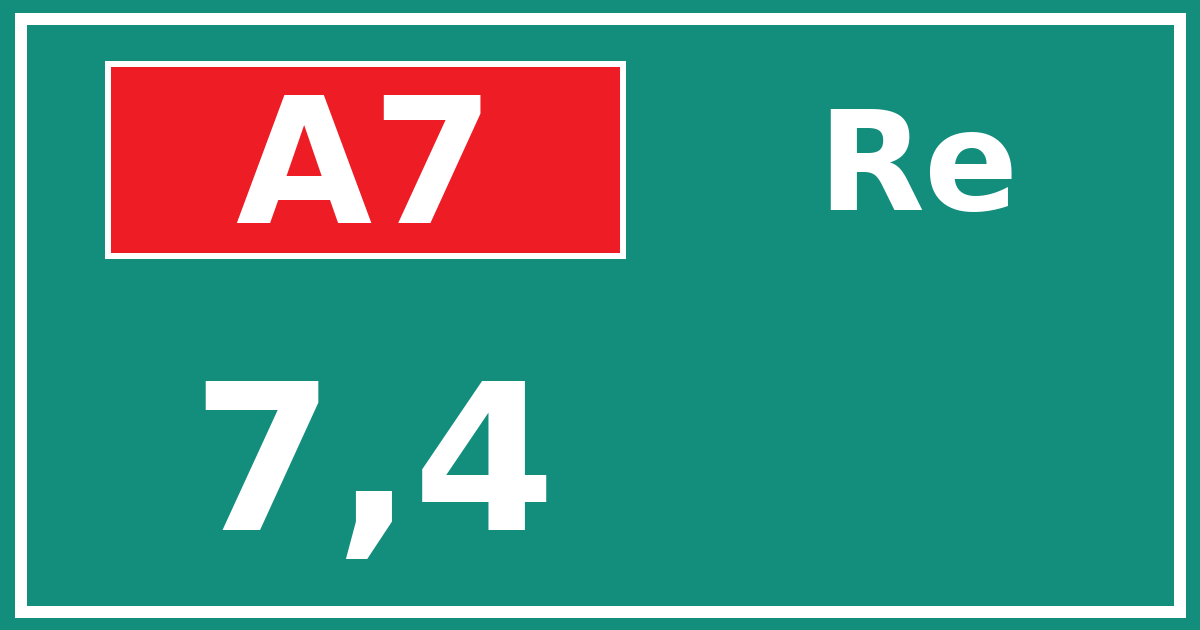 Hectometerbord A7 7,4 zijde Re
