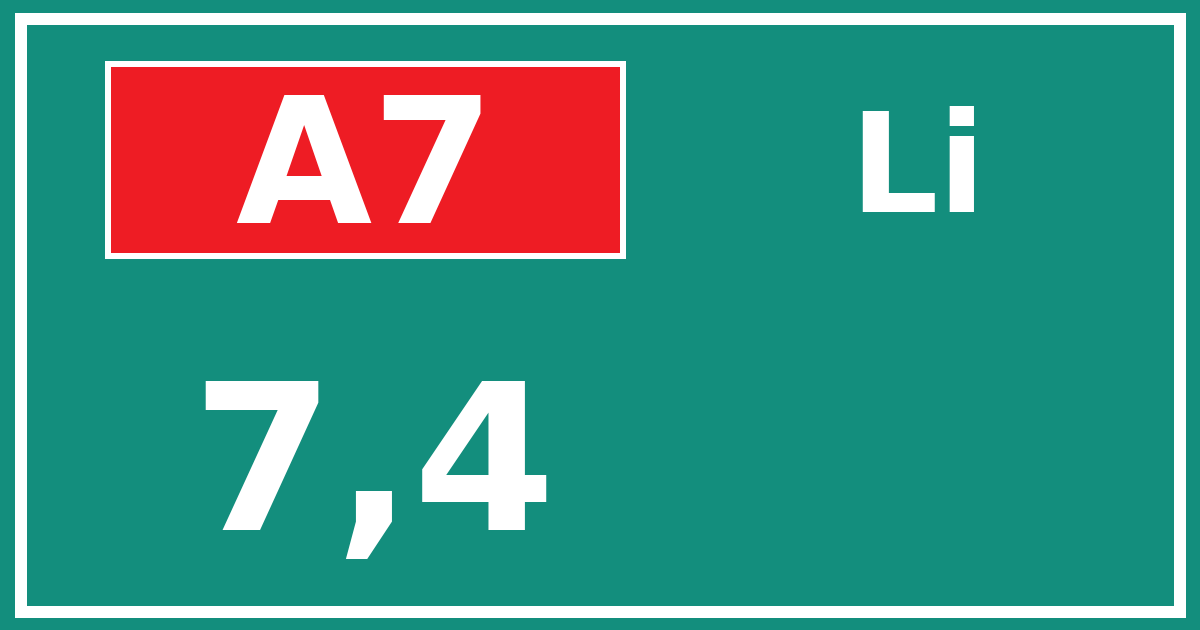 Hectometerbord A7 7,4 zijde Li