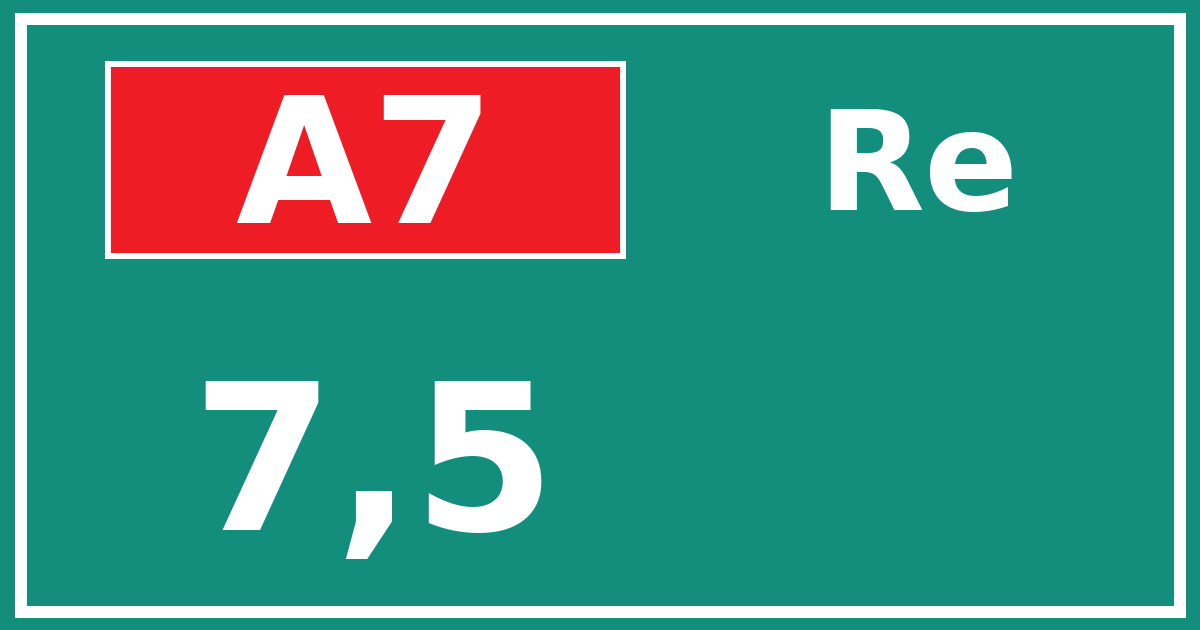Hectometerbord A7 7,5 zijde Re