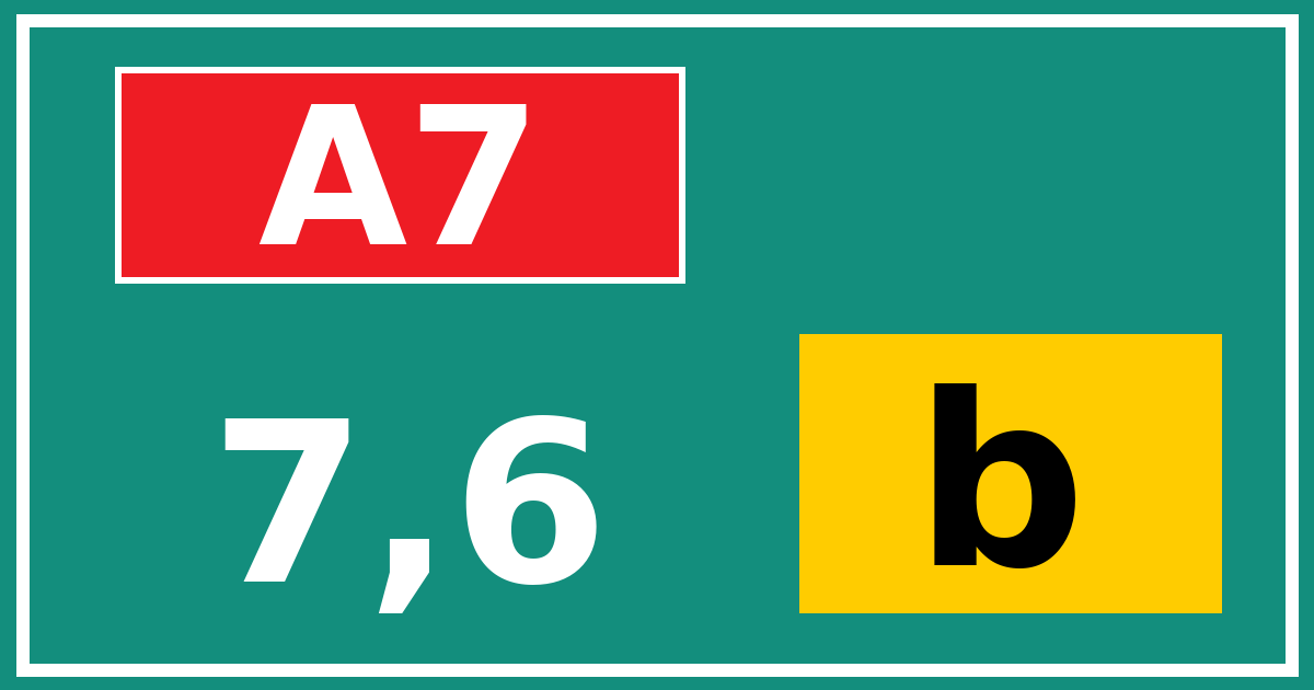 Hectometerbord A7 7,6 letter b