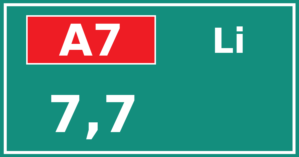 Hectometerbord A7 7,7 zijde Li