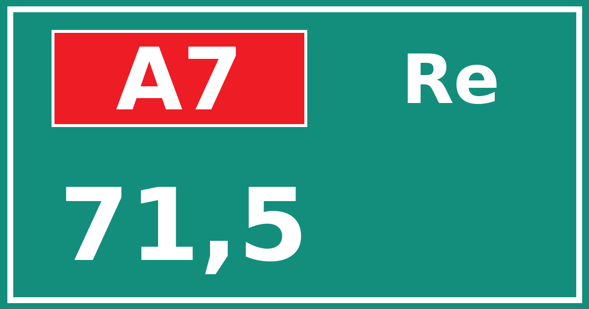 Hectometerbord A7 71,5 zijde Re