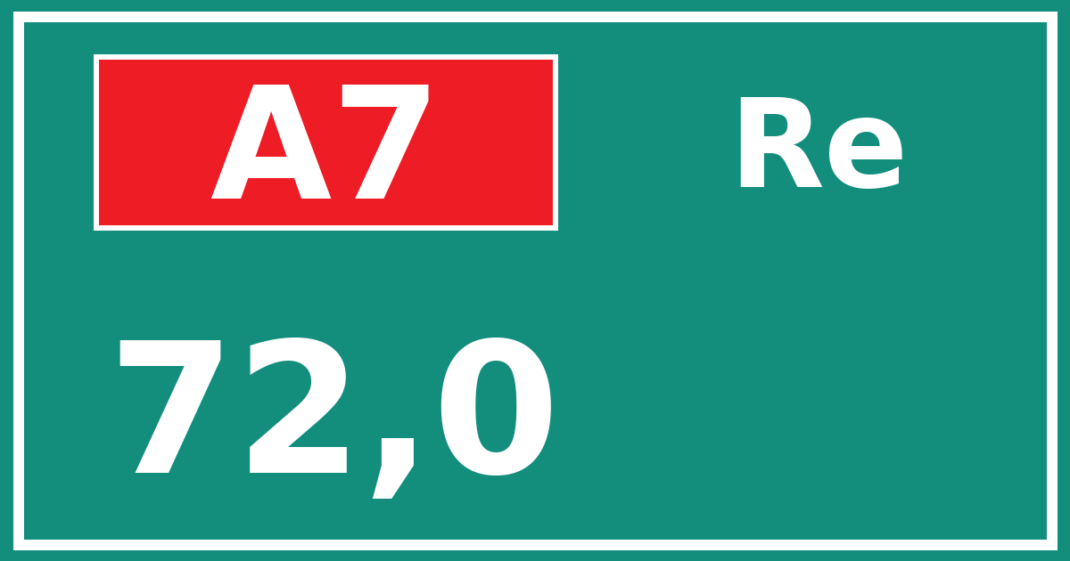 Hectometerbord A7 72,0 zijde Re