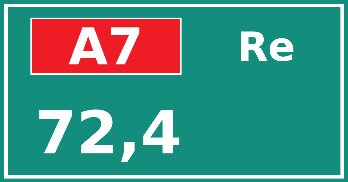 Hectometerbord A7 72,4 zijde Re
