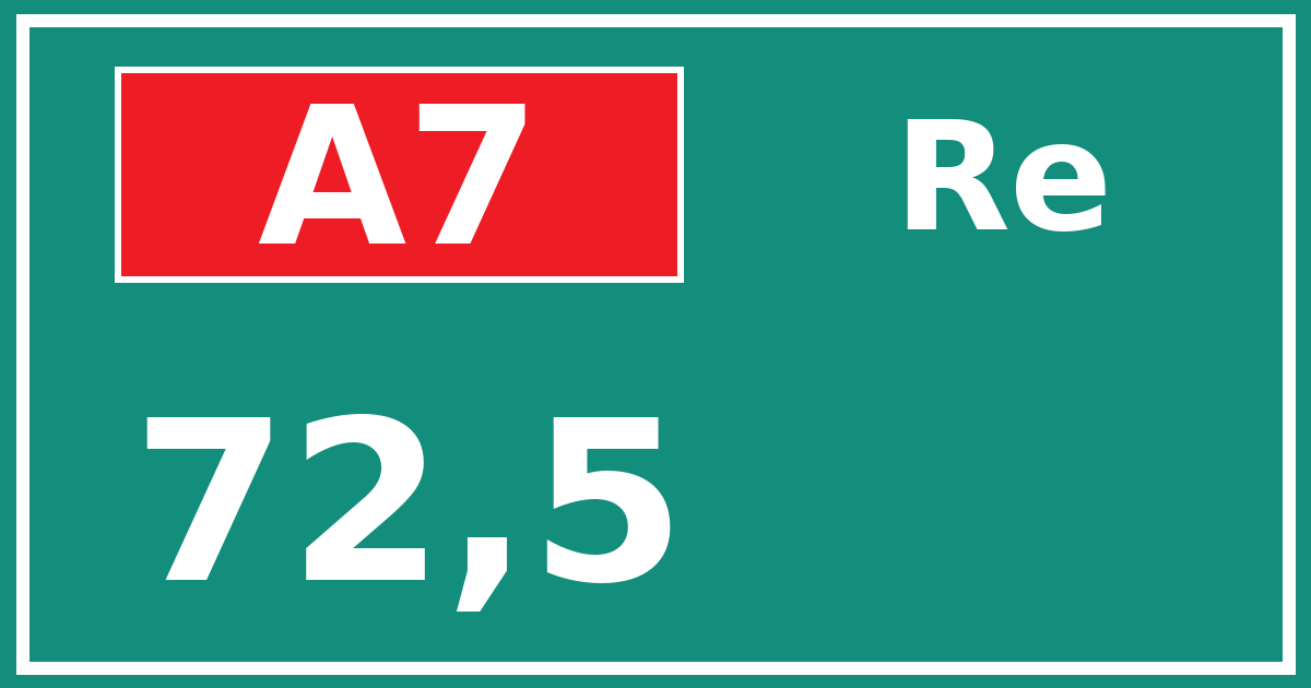 Hectometerbord A7 72,5 zijde Re