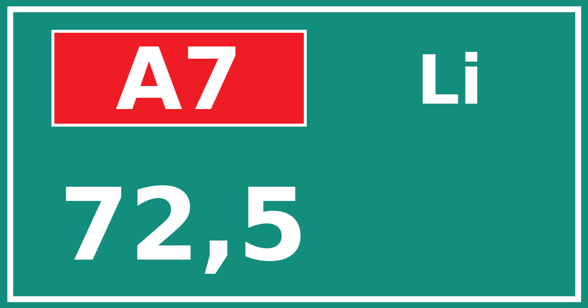 Hectometerbord A7 72,5 zijde Li