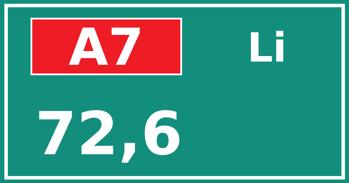 Hectometerbord A7 72,6 zijde Li