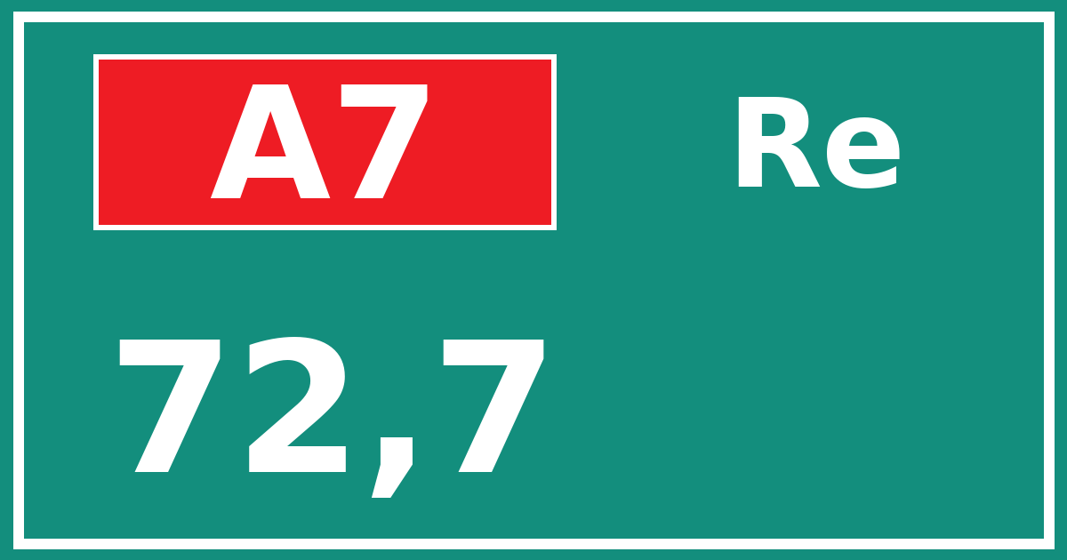 Hectometerbord A7 72,7 zijde Re