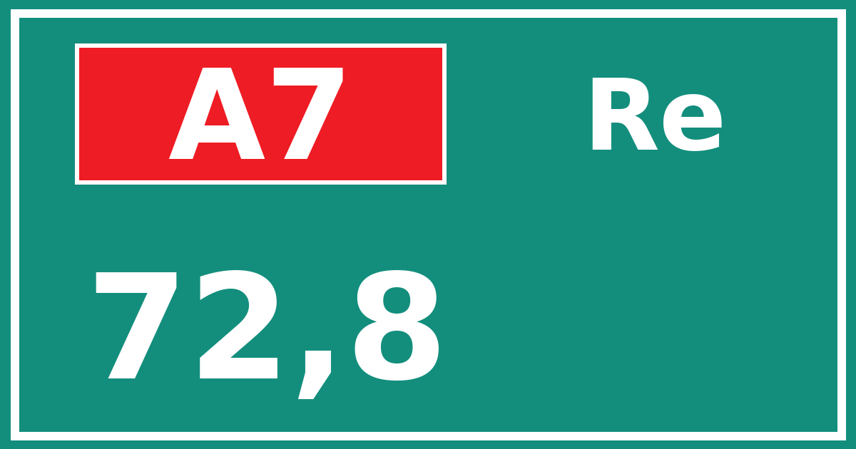 Hectometerbord A7 72,8 zijde Re