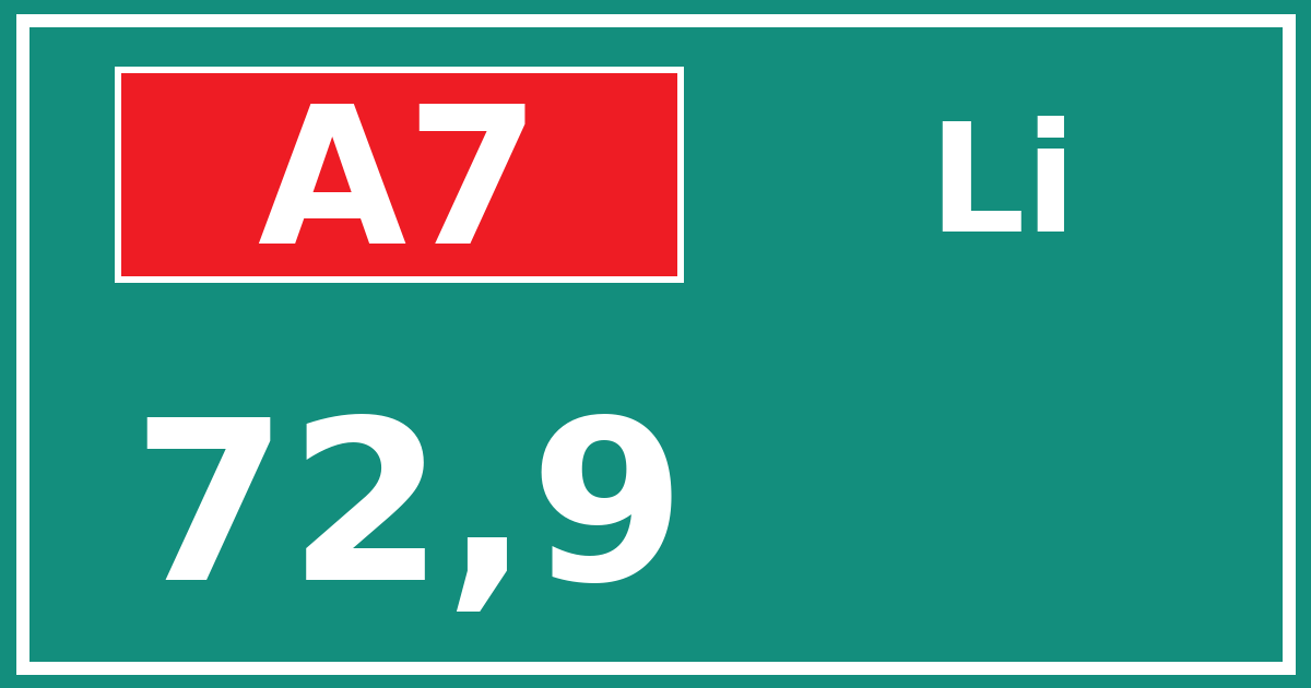 Hectometerbord A7 72,9 zijde Li