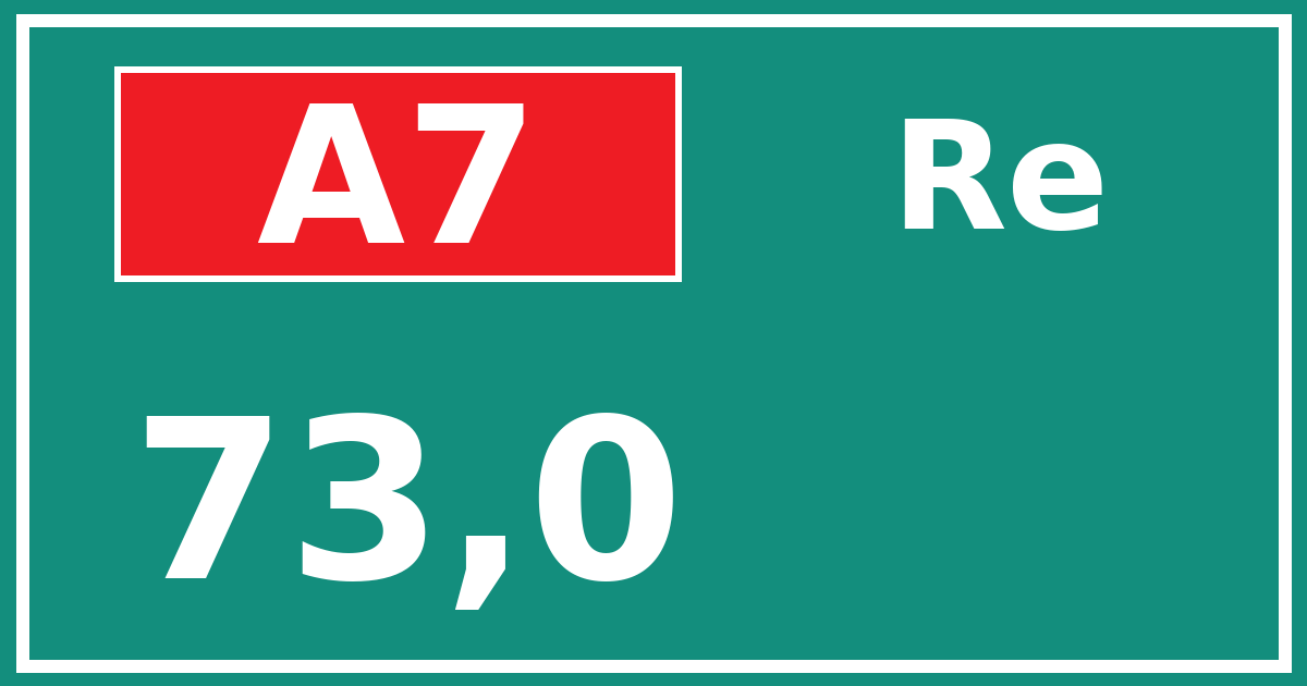Hectometerbord A7 73,0 zijde Re
