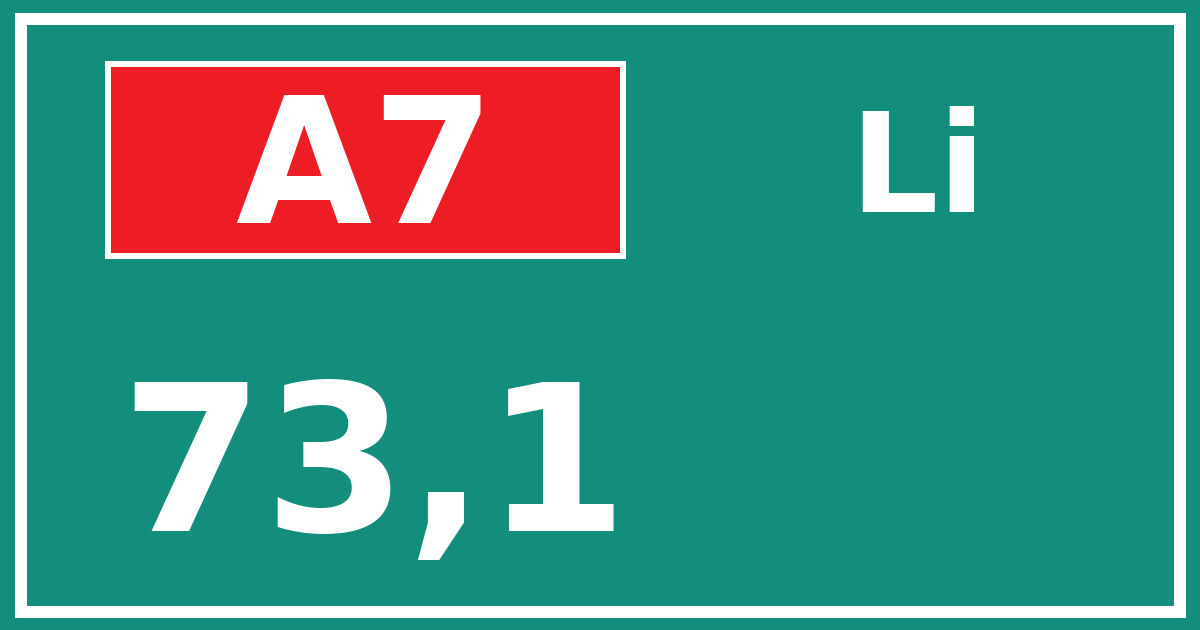 Hectometerbord A7 73,1 zijde Li