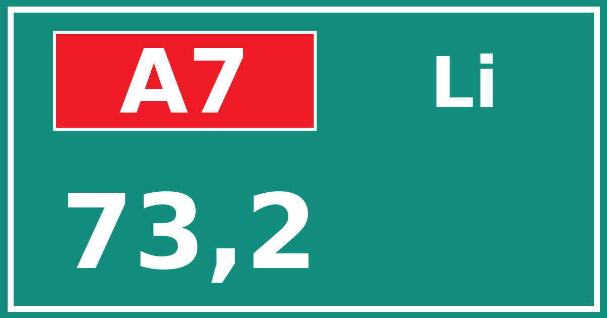 Hectometerbord A7 73,2 zijde Li