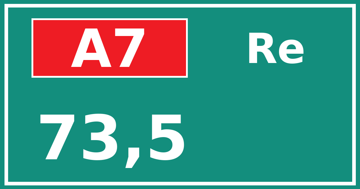 Hectometerbord A7 73,5 zijde Re