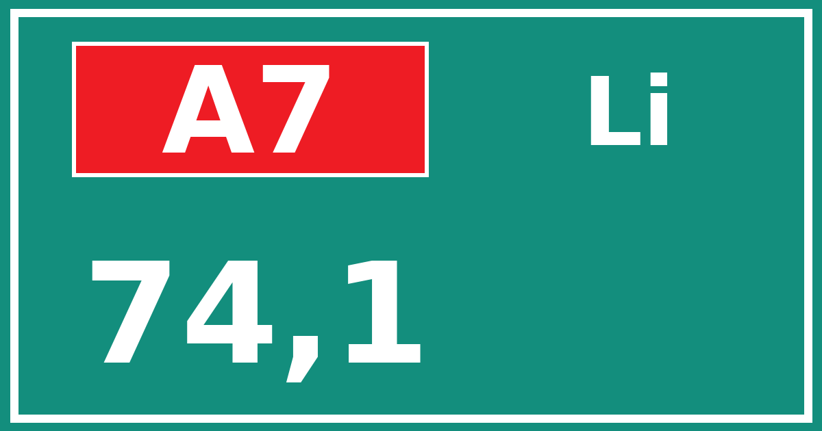 Hectometerbord A7 74,1 zijde Li