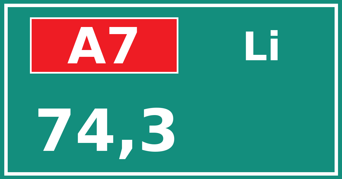 Hectometerbord A7 74,3 zijde Li