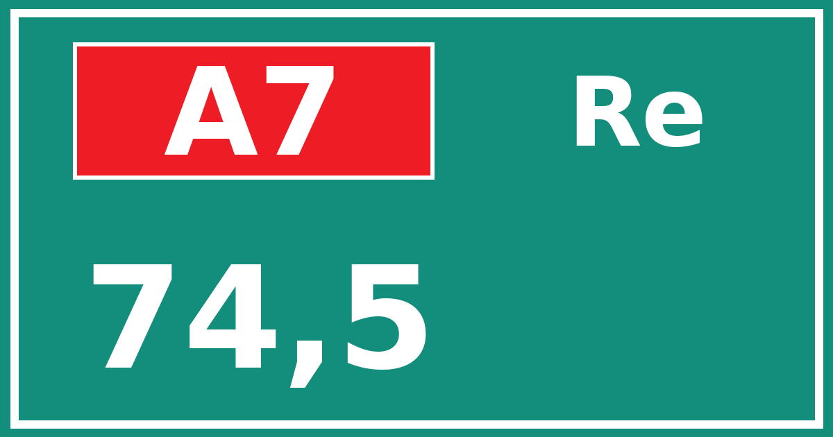Hectometerbord A7 74,5 zijde Re