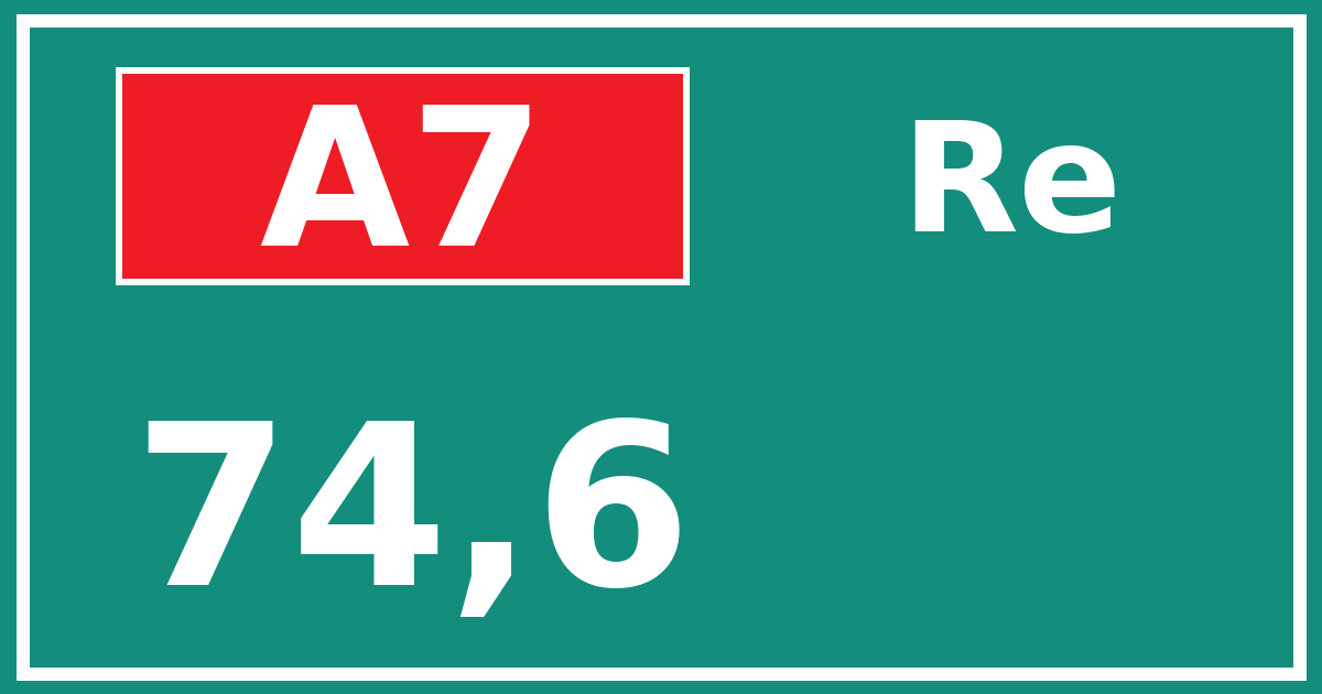 Hectometerbord A7 74,6 zijde Re