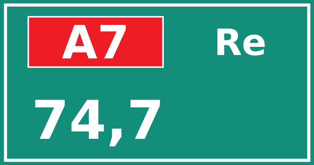 Hectometerbord A7 74,7 zijde Re