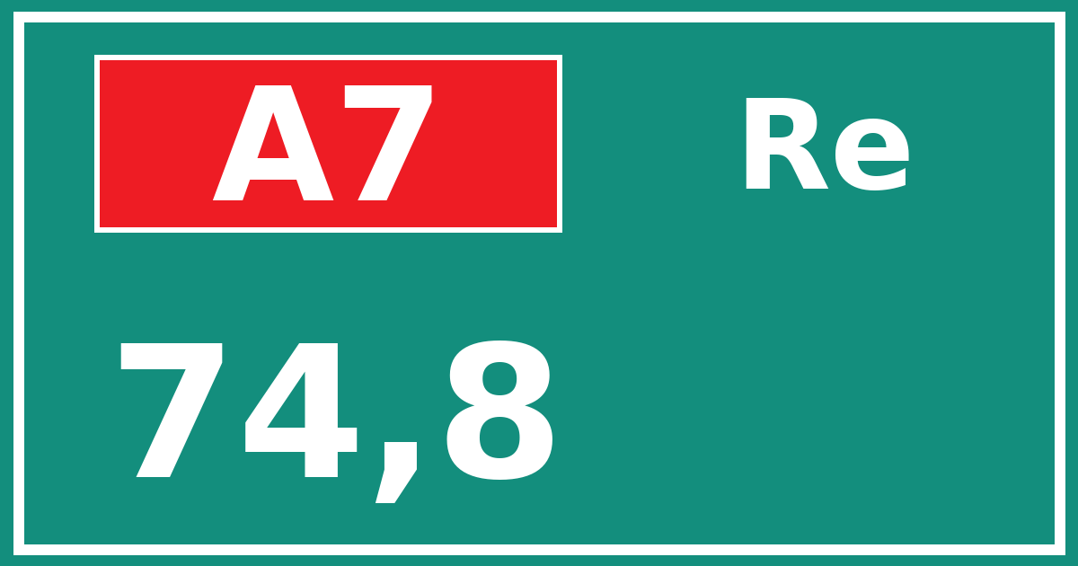 Hectometerbord A7 74,8 zijde Re