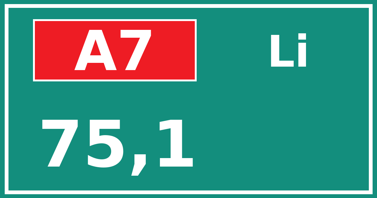 Hectometerbord A7 75,1 zijde Li