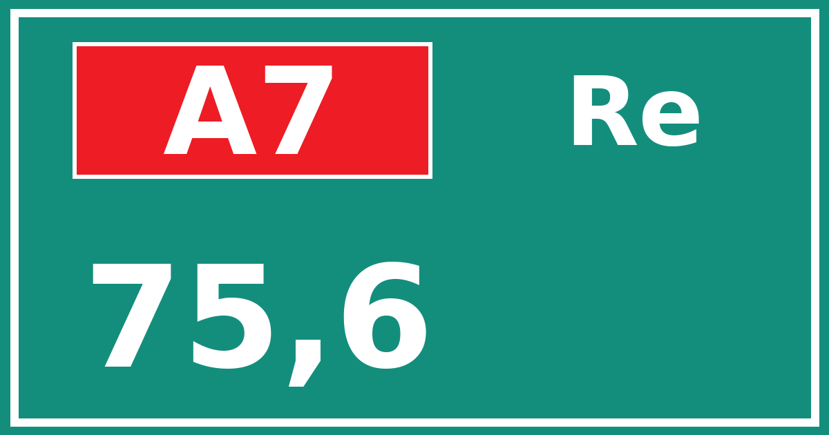 Hectometerbord A7 75,6 zijde Re