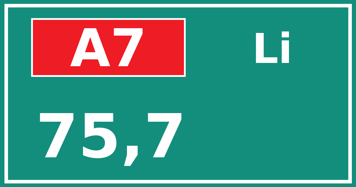 Hectometerbord A7 75,7 zijde Li