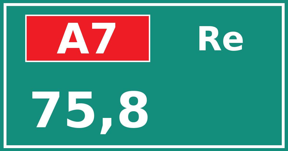 Hectometerbord A7 75,8 zijde Re