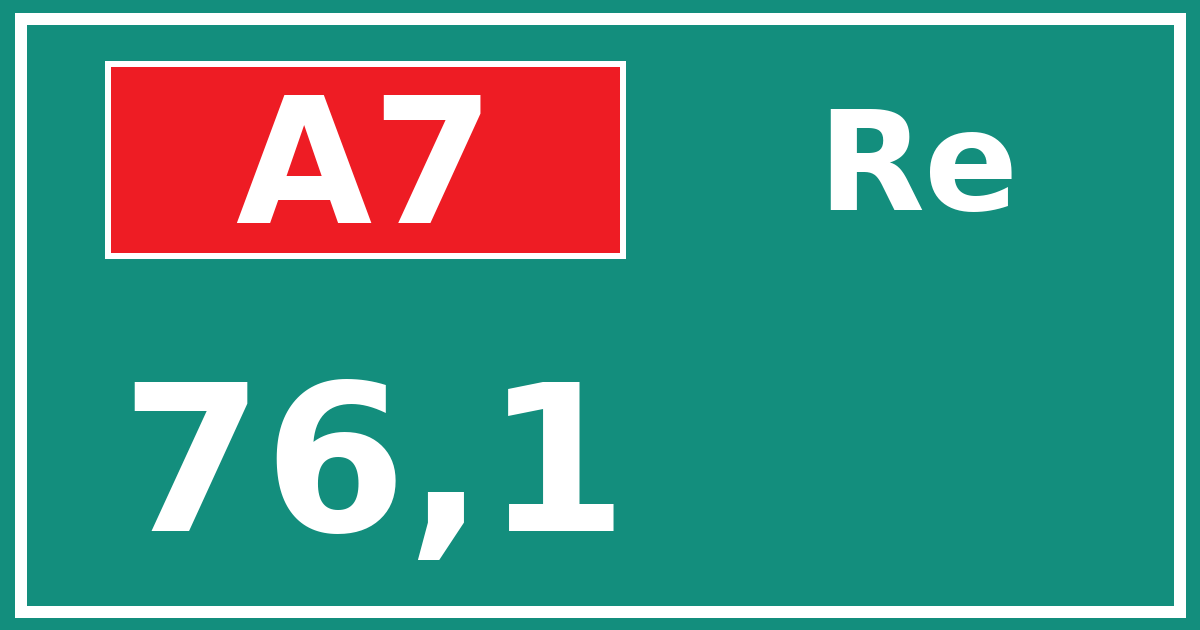 Hectometerbord A7 76,1 zijde Re