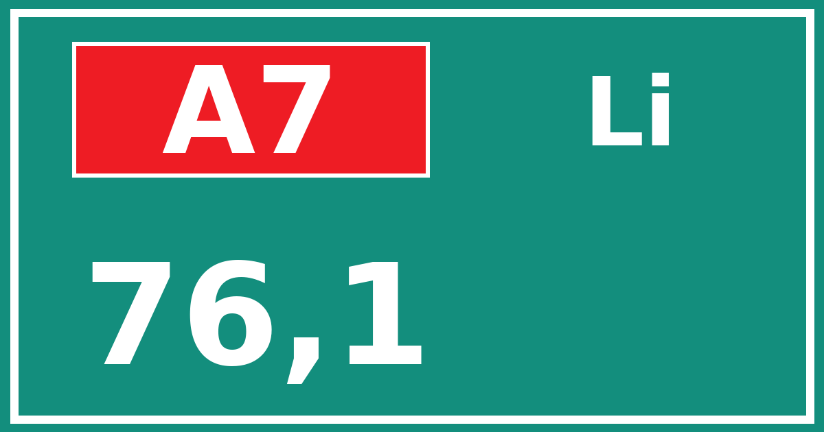 Hectometerbord A7 76,1 zijde Li
