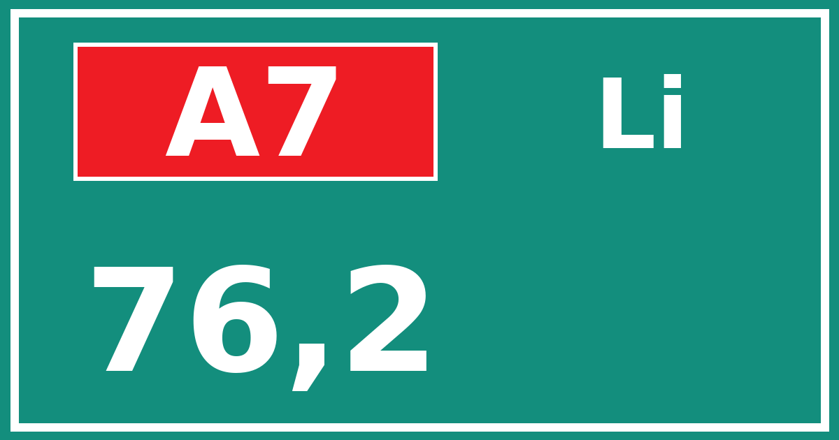 Hectometerbord A7 76,2 zijde Li
