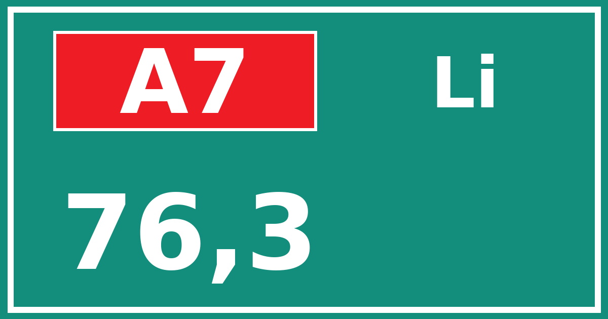 Hectometerbord A7 76,3 zijde Li