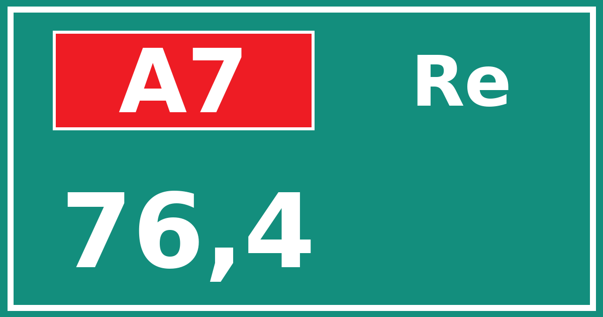 Hectometerbord A7 76,4 zijde Re