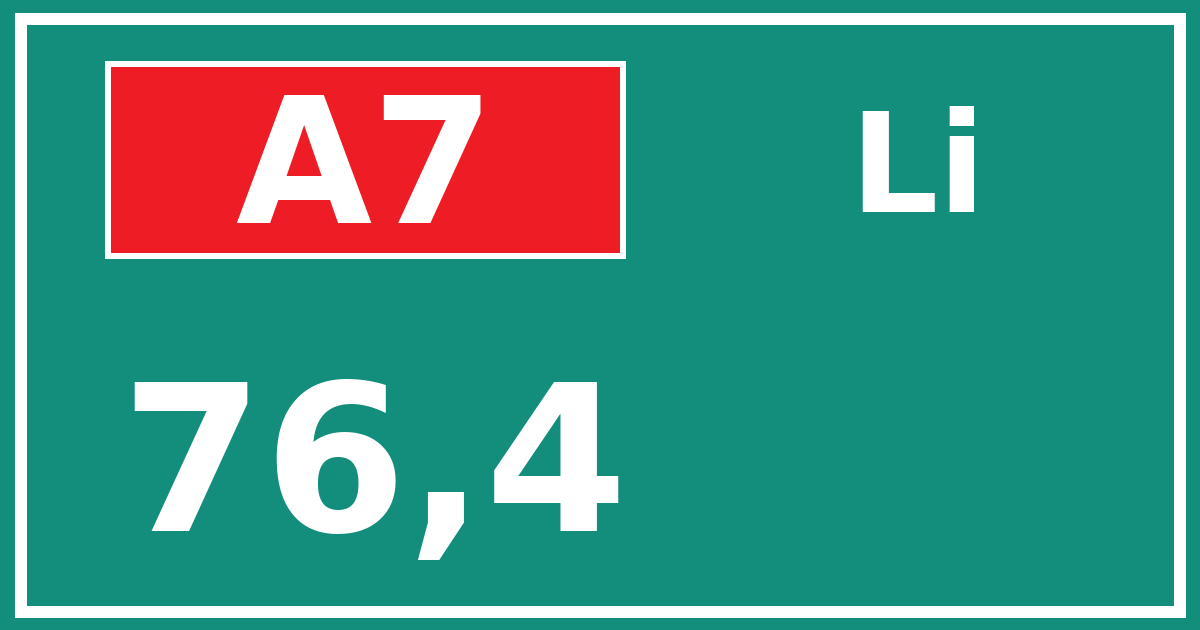 Hectometerbord A7 76,4 zijde Li