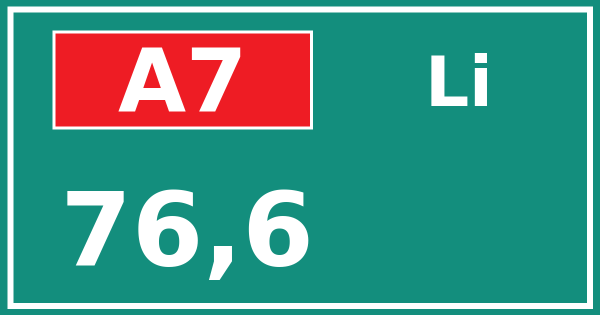 Hectometerbord A7 76,6 zijde Li