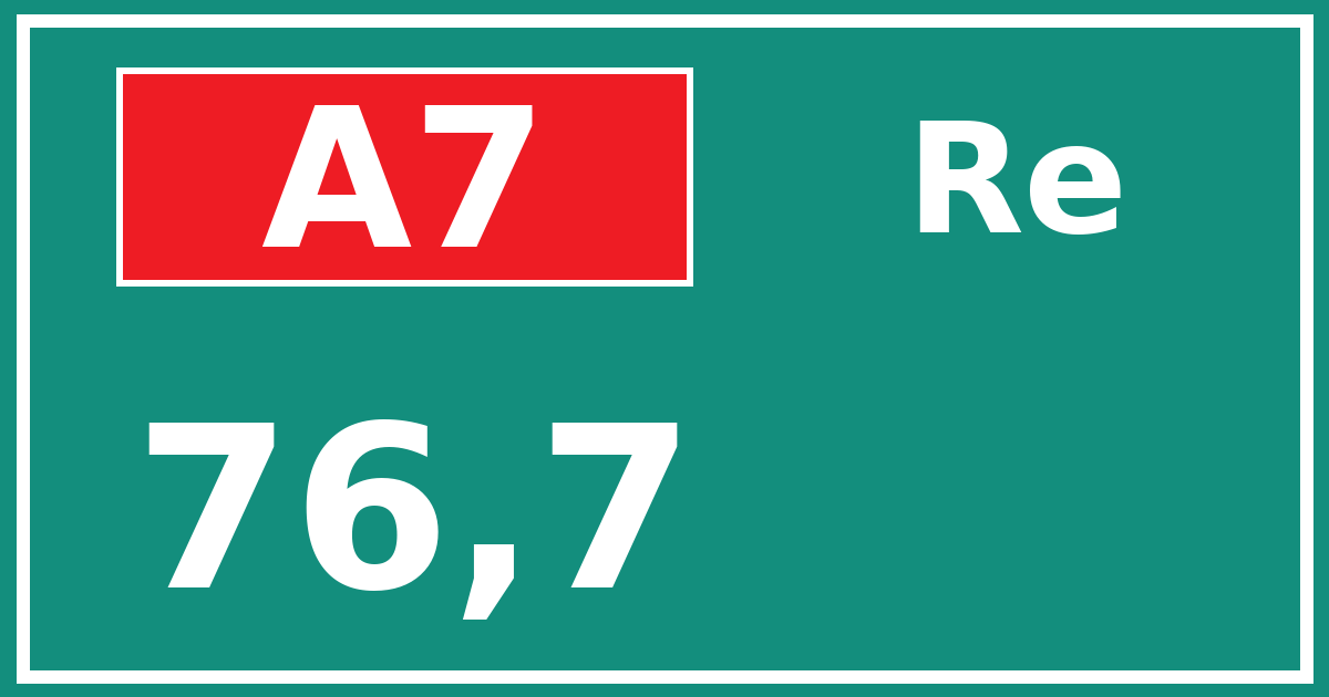 Hectometerbord A7 76,7 zijde Re