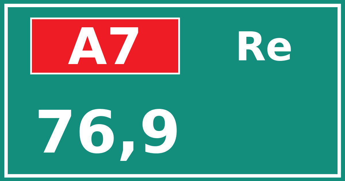 Hectometerbord A7 76,9 zijde Re