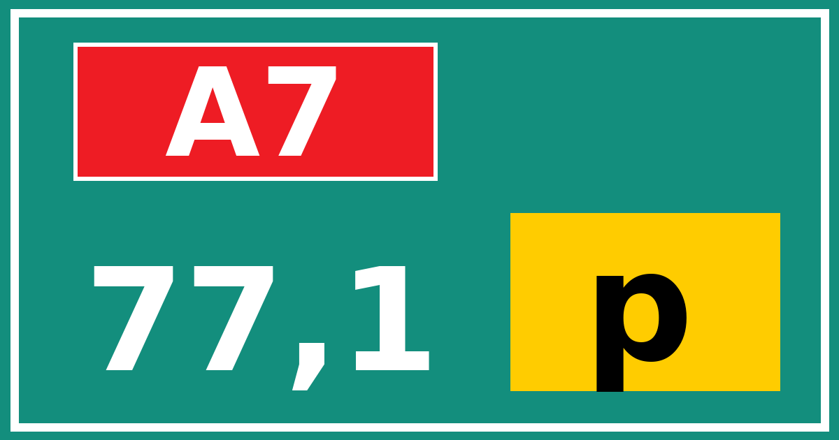 Hectometerbord A7 77,1 letter p