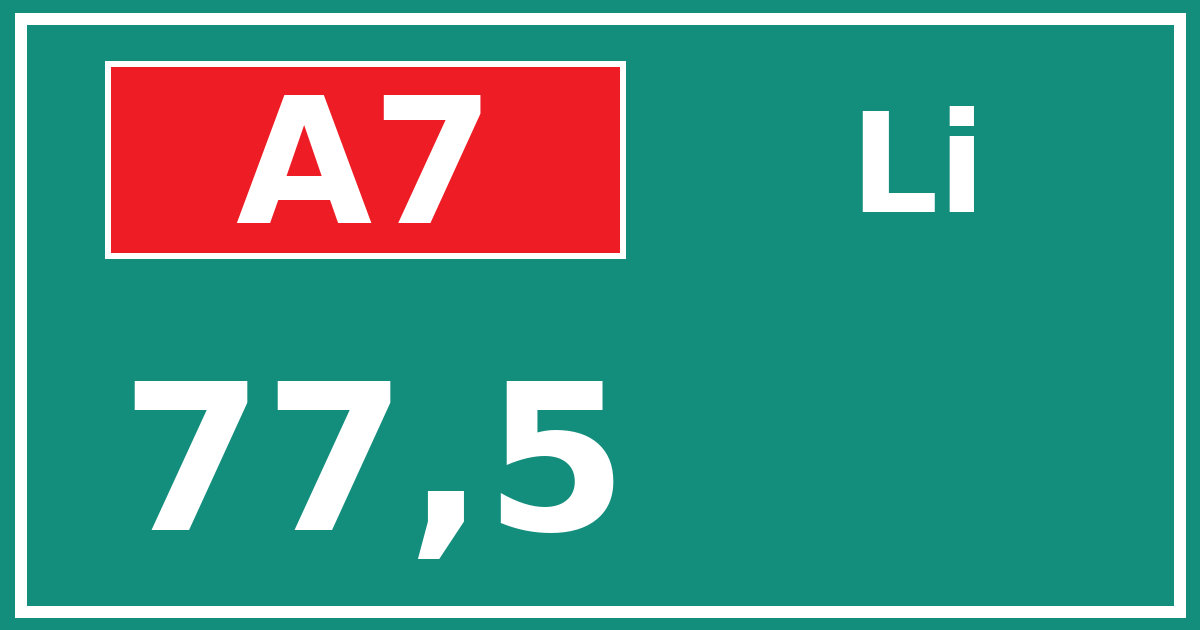 Hectometerbord A7 77,5 zijde Li