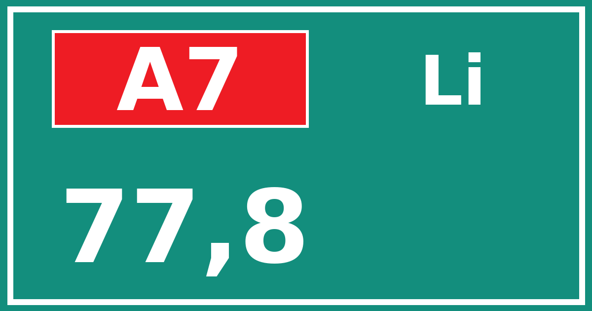 Hectometerbord A7 77,8 zijde Li