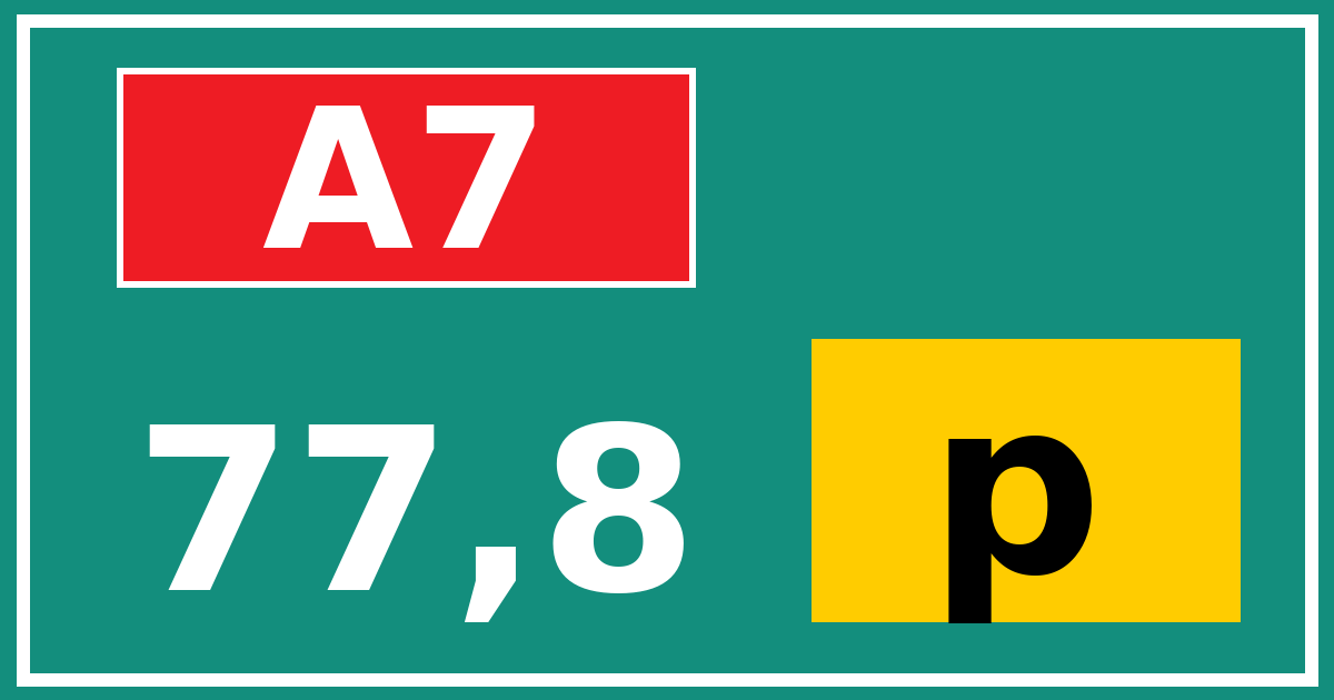 Hectometerbord A7 77,8 letter p