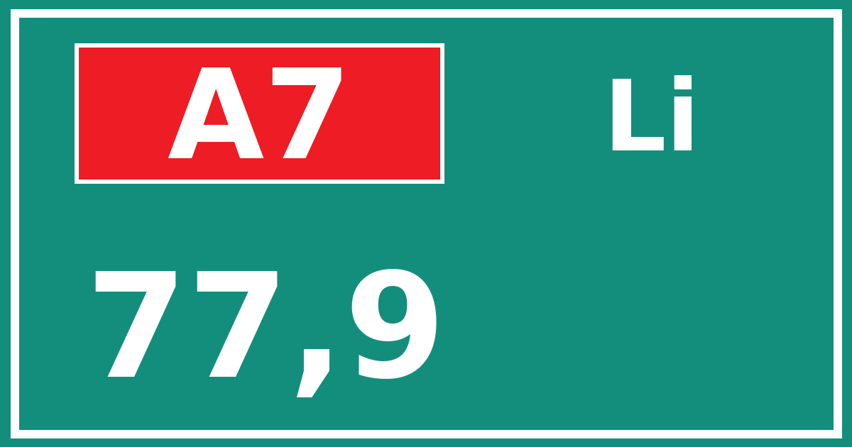 Hectometerbord A7 77,9 zijde Li
