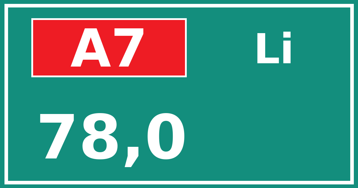 Hectometerbord A7 78,0 zijde Li