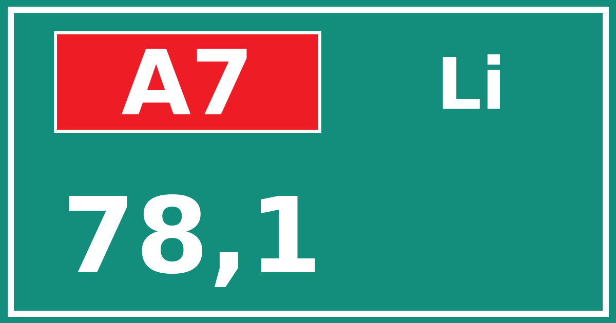 Hectometerbord A7 78,1 zijde Li