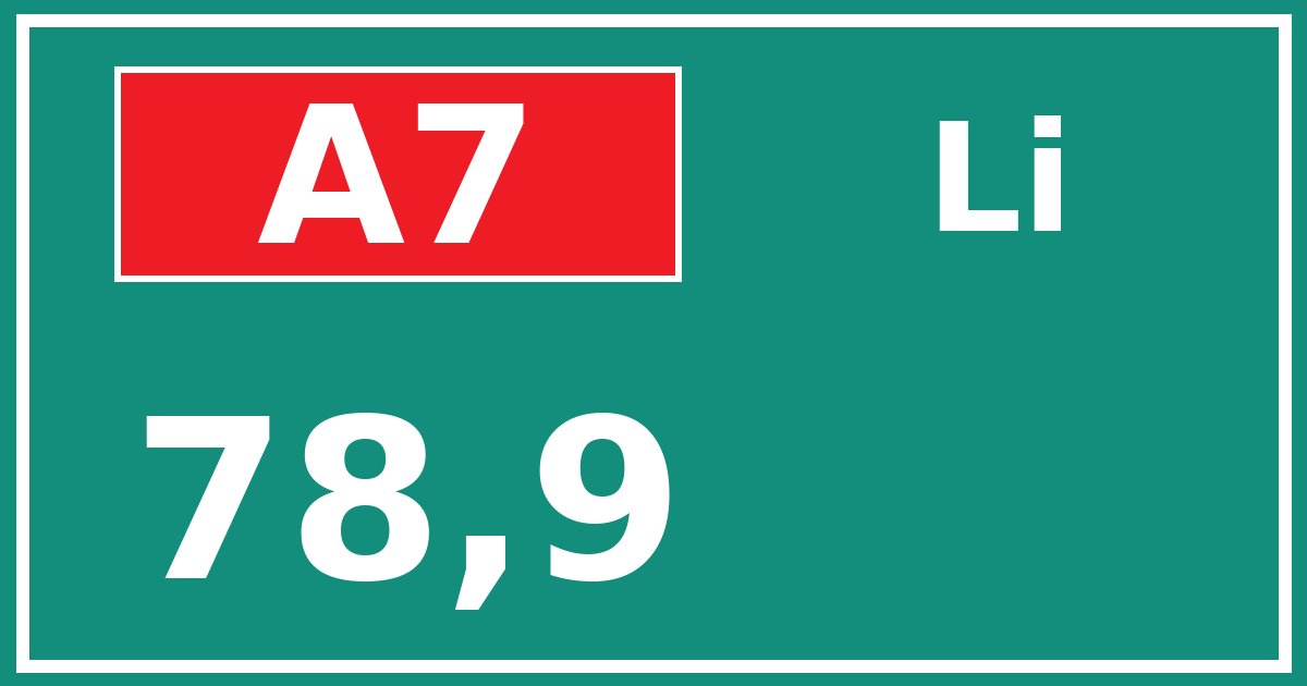 Hectometerbord A7 78,9 zijde Li