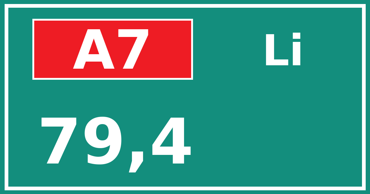 Hectometerbord A7 79,4 zijde Li