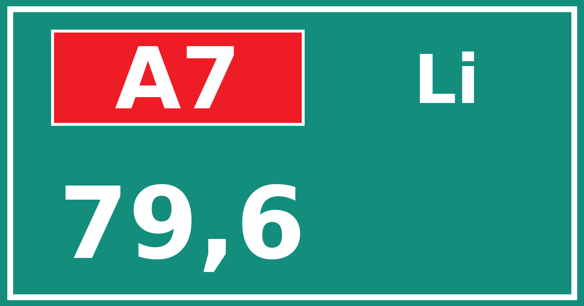 Hectometerbord A7 79,6 zijde Li