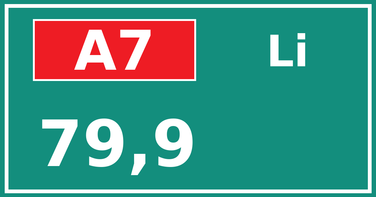 Hectometerbord A7 79,9 zijde Li